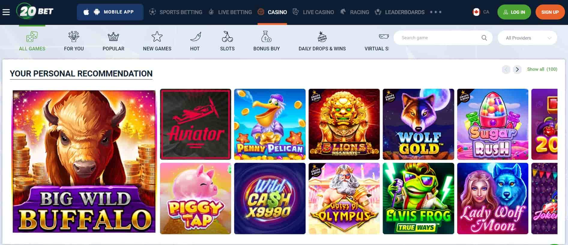 20bet casino games