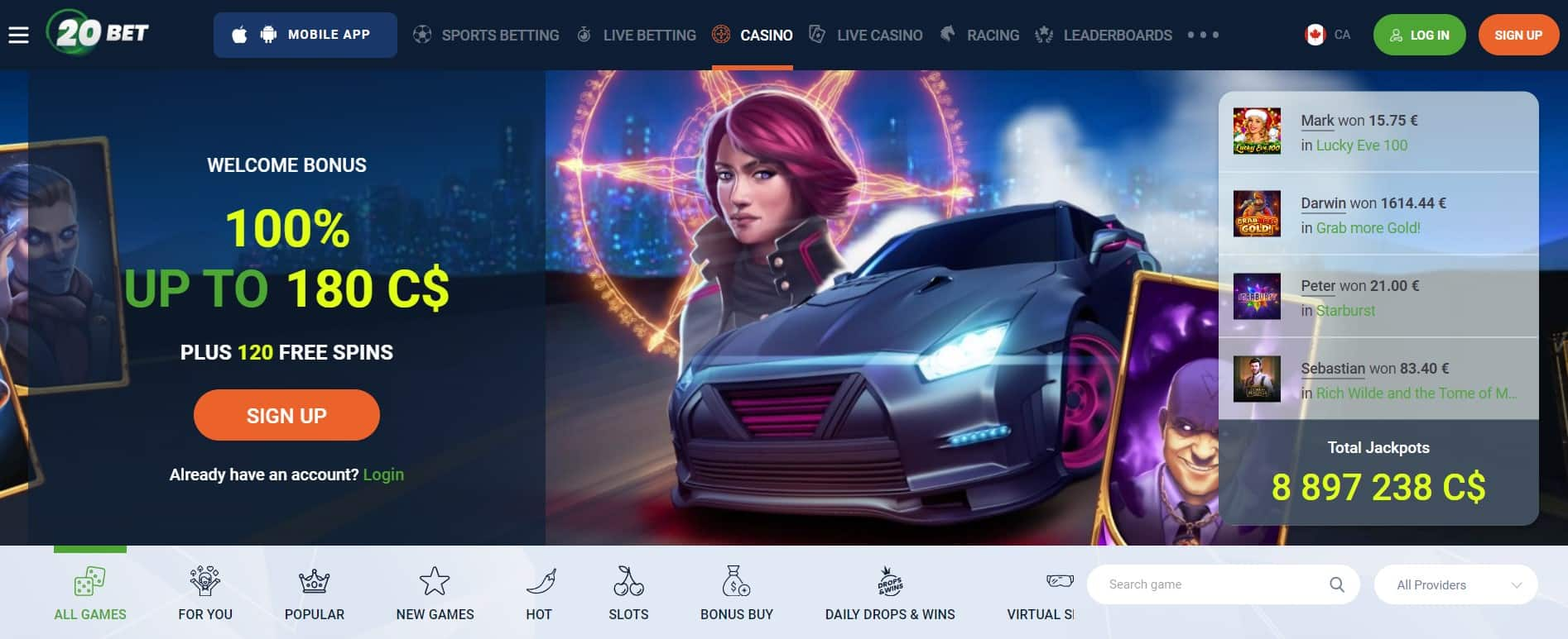 20bet casino main page