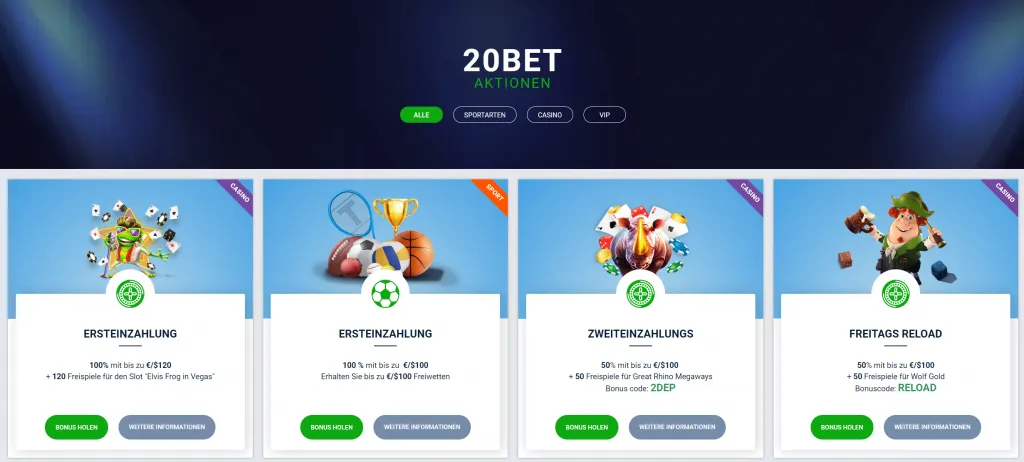 20Bet casino Aktionen